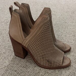 Vince Camuto Tan Perforated Heeled Boots